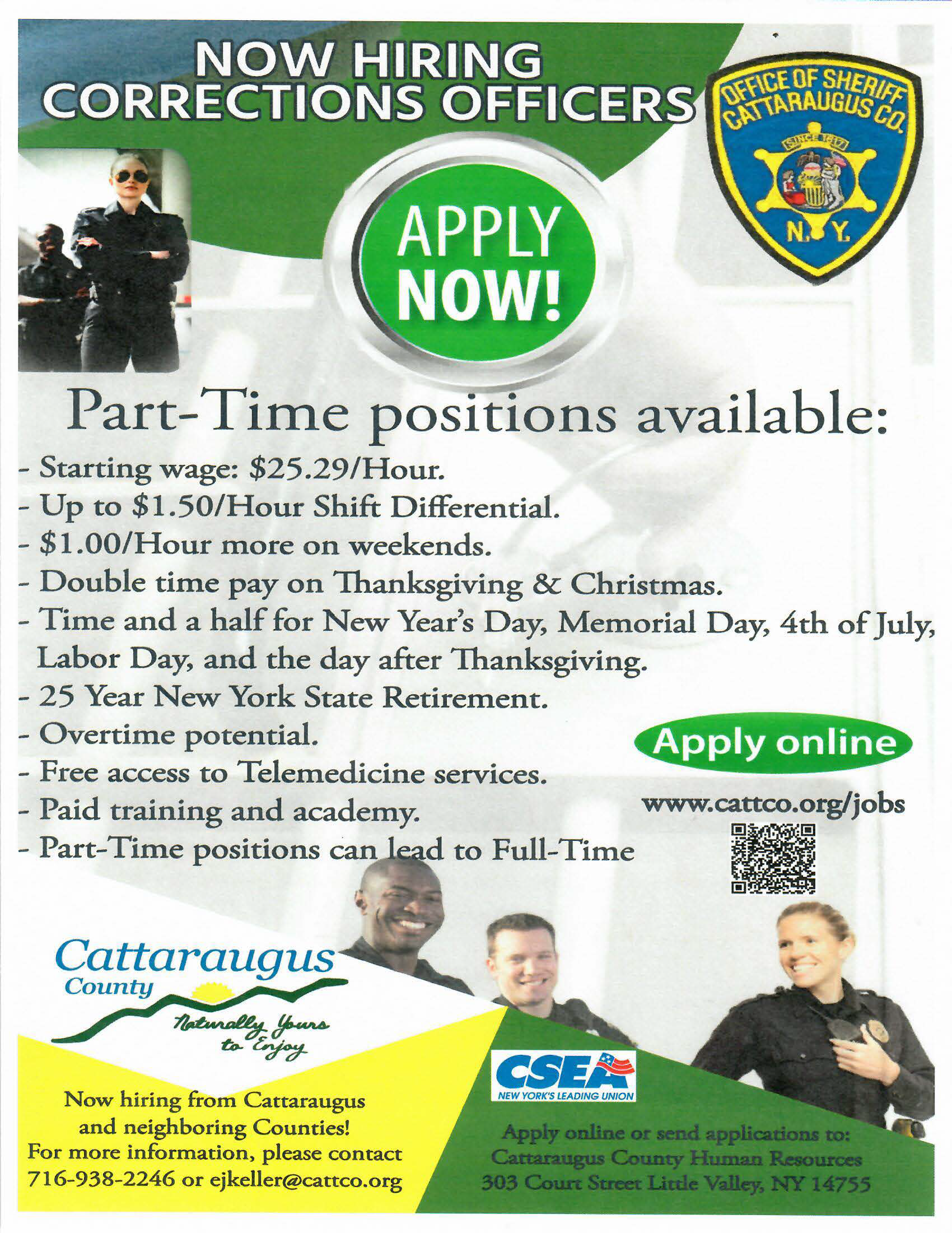 Now Hiring Corrections Officers flyer - 20230728