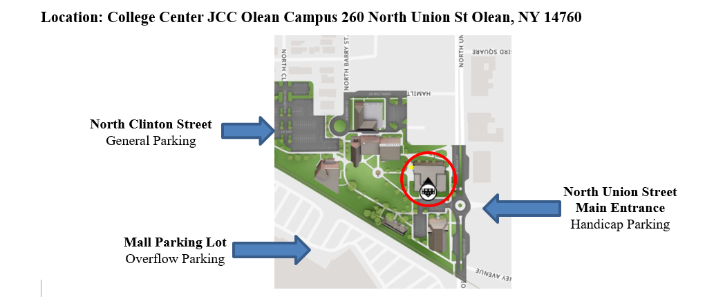 Parking Locations: College Center JCC Olean Campus 260 North Union St Olean, NY 14760