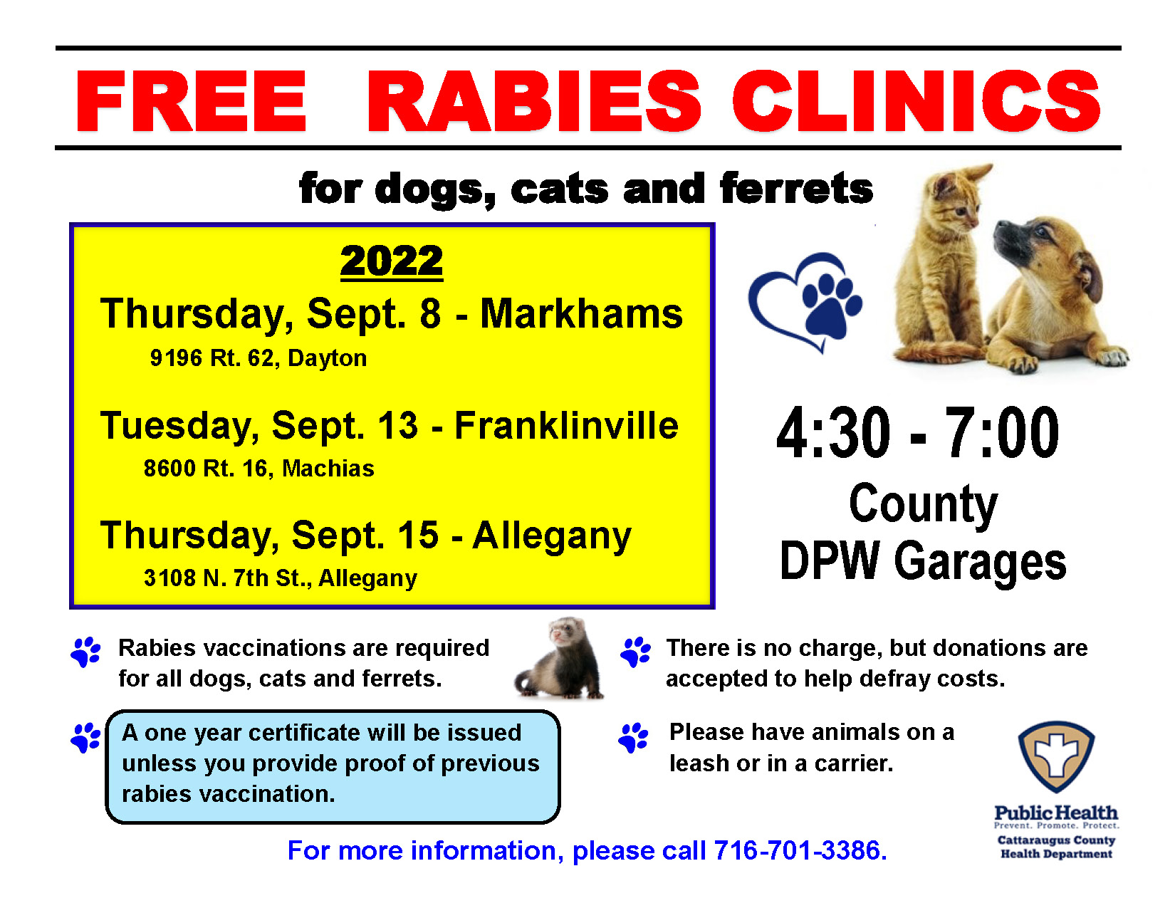 Free Rabies Clinics in September 2022