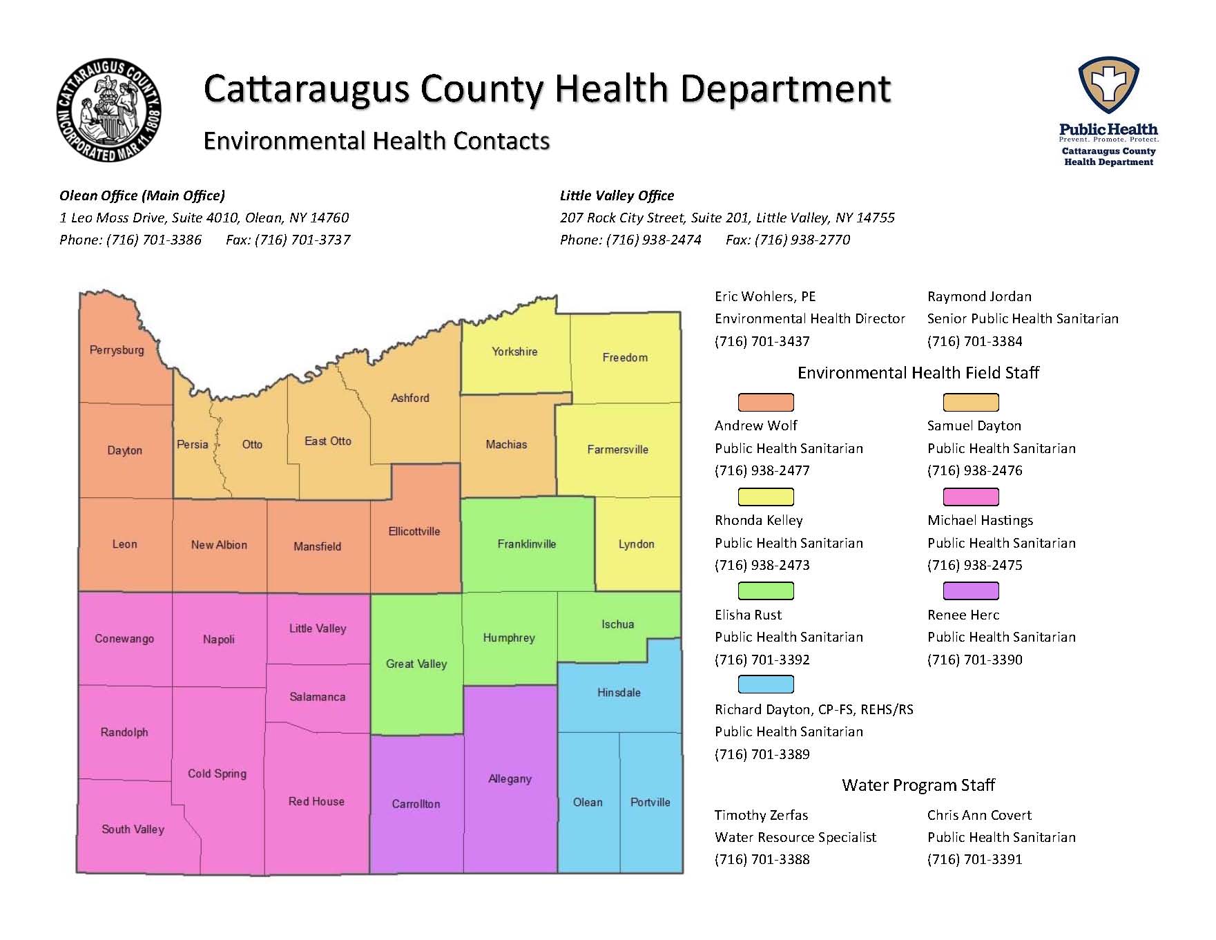 Map of Environmental Health Contacts