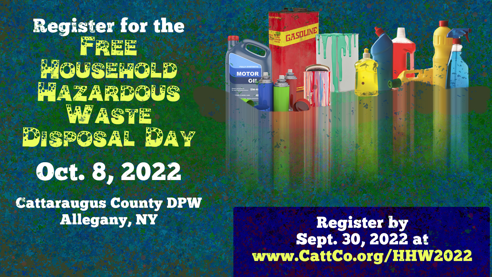 Free Household Hazardous Waste Disposal Day on Oct. 8, 2022 Cattaraugus County DPW Allegany, NY