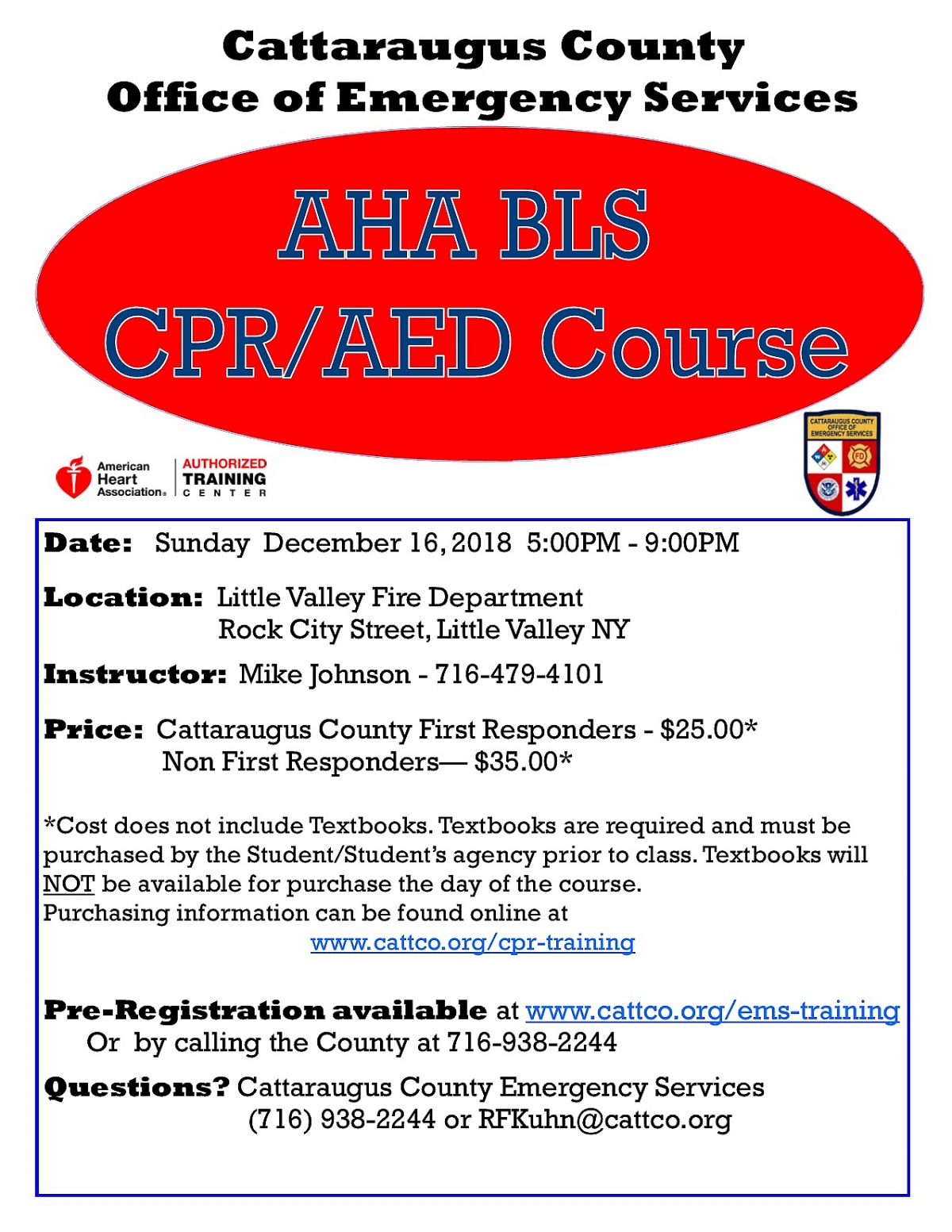 Picture of Little Valley Fire Department CPR training course