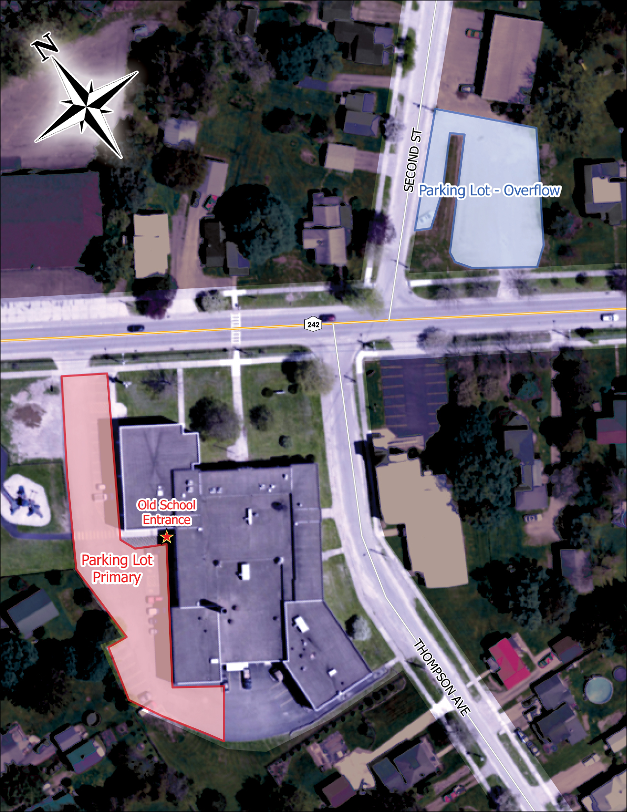 map of old Little Valley School Parking Lots