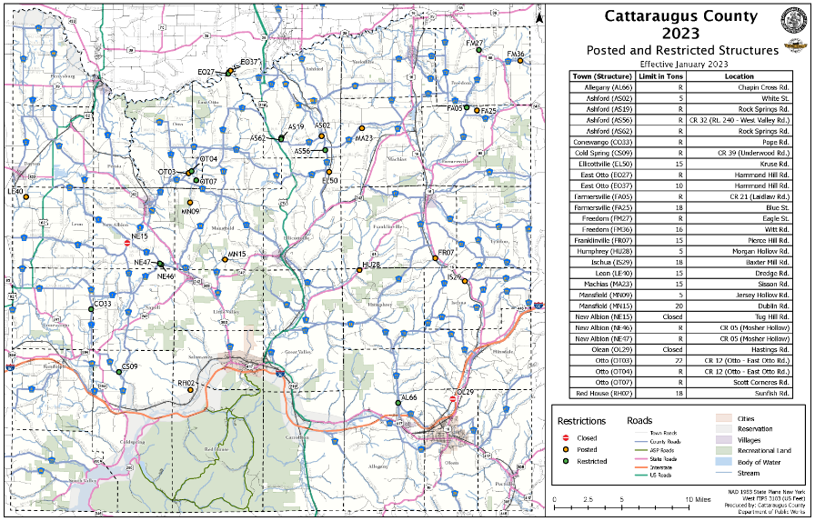 2023 Cattaraugus County Posted Structures Map